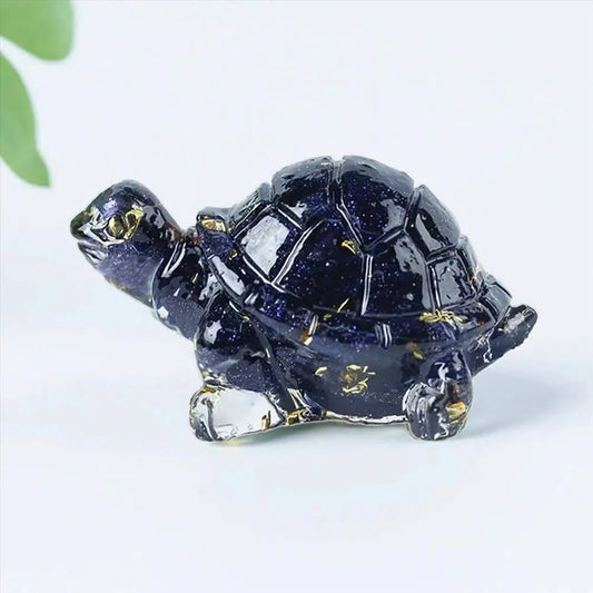 Tortue Terrestre en Résine & Crystal Noir | Petite