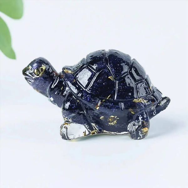 Tortue Terrestre en Résine & Crystal Noir | Petite