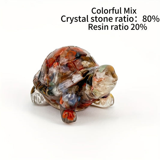 Tortue Terrestre en Résine & Jaspe Océanique | Petite