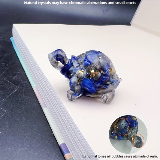 Tortue Terrestre en Résine & Lapis Lazuli | Petite