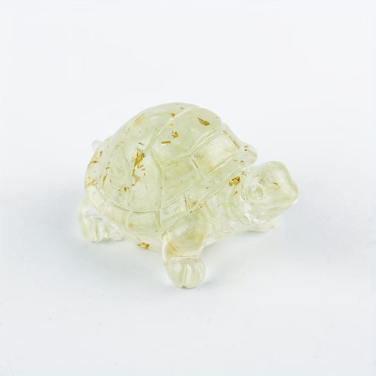 Tortue Terrestre en Résine & Quartz Jaune | Petite