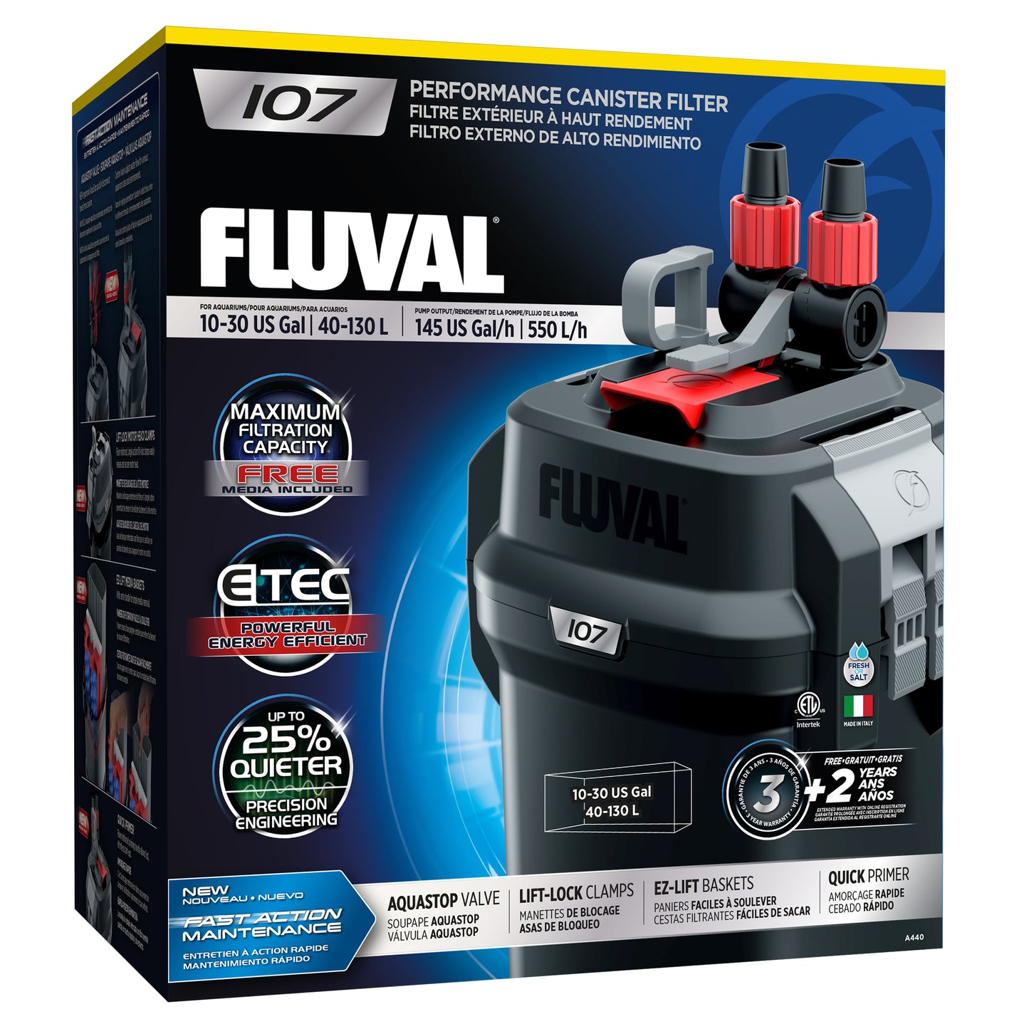 Fluval 107 Performance Canister Filter, up to 130 L (30 US gal)